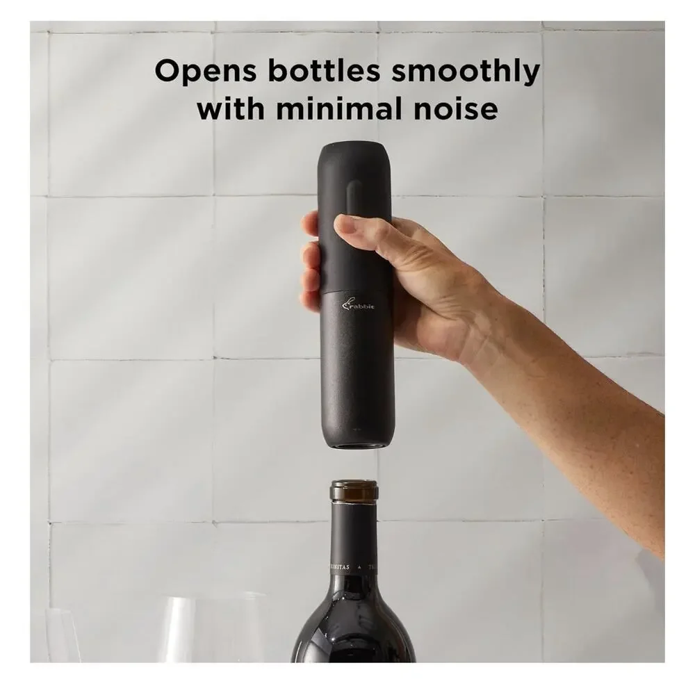 Rabbit Electric Corkscrew with Foil Cutter Base & Rabbit Wine Pourer Bundle
